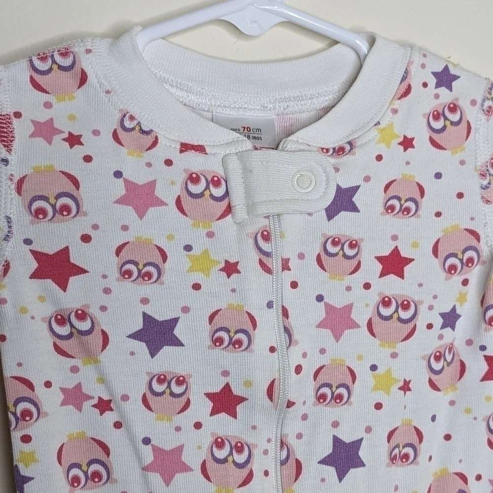 Hanna Andersson Owl Footless Onepiece Sleeper Pajama 70 9-18m